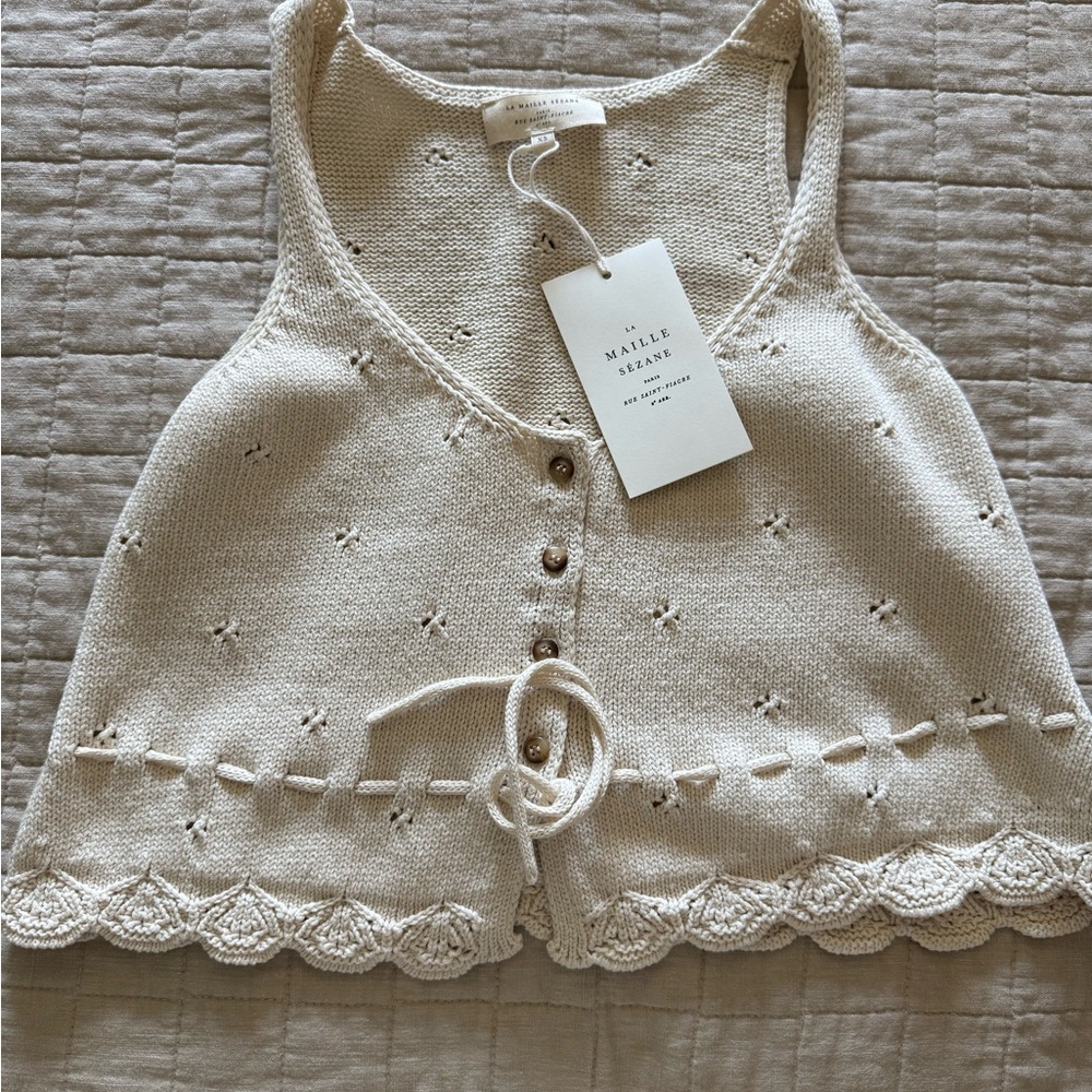 Sezane Cream Knit Top